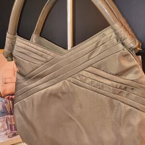 Simply Vera by Vera Wang Dark Green Nylon Large Tote Women's Handbag